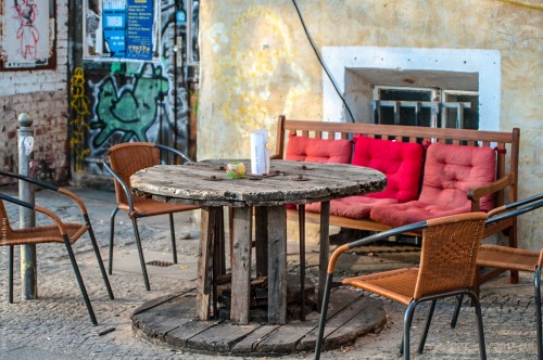 Cafetisch aus uralter Kabeltrommel