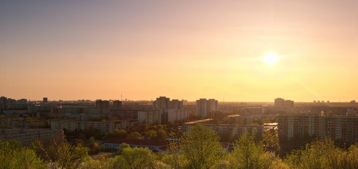 Berlin Marzahn Hellersdorf Sonnenuntergang Skyline