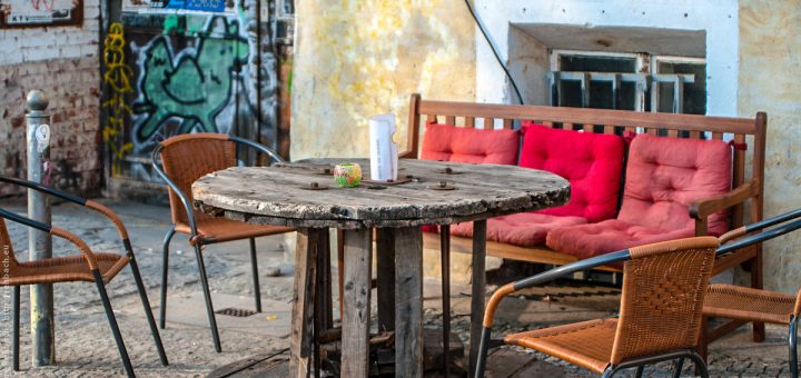 Cafetisch aus uralter Kabeltrommel